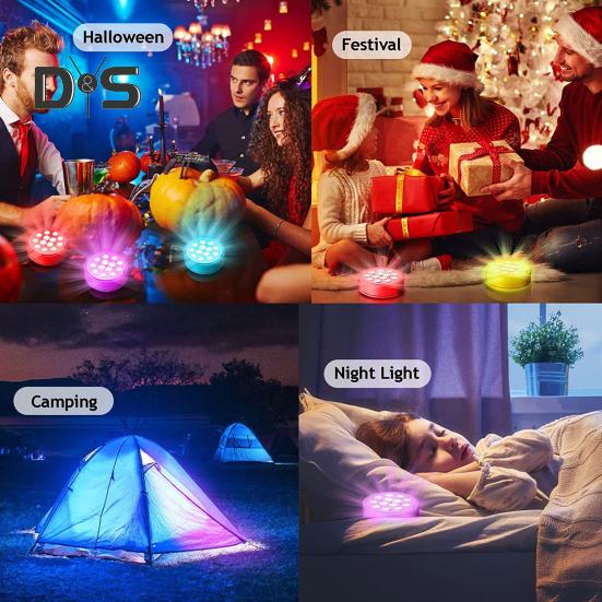 LED Pool Lights Set with Timer Function Remote Control IP68 Waterproof 16 Colors 3 Modes Rechargeable Underwater Pool Lights