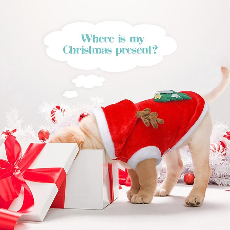 Type:Christmas Cat Clothes Small Dogs Cats Santa Costume Kitten Puppy Outfit Hoodie Warm Pet Dog Clothes Clothing