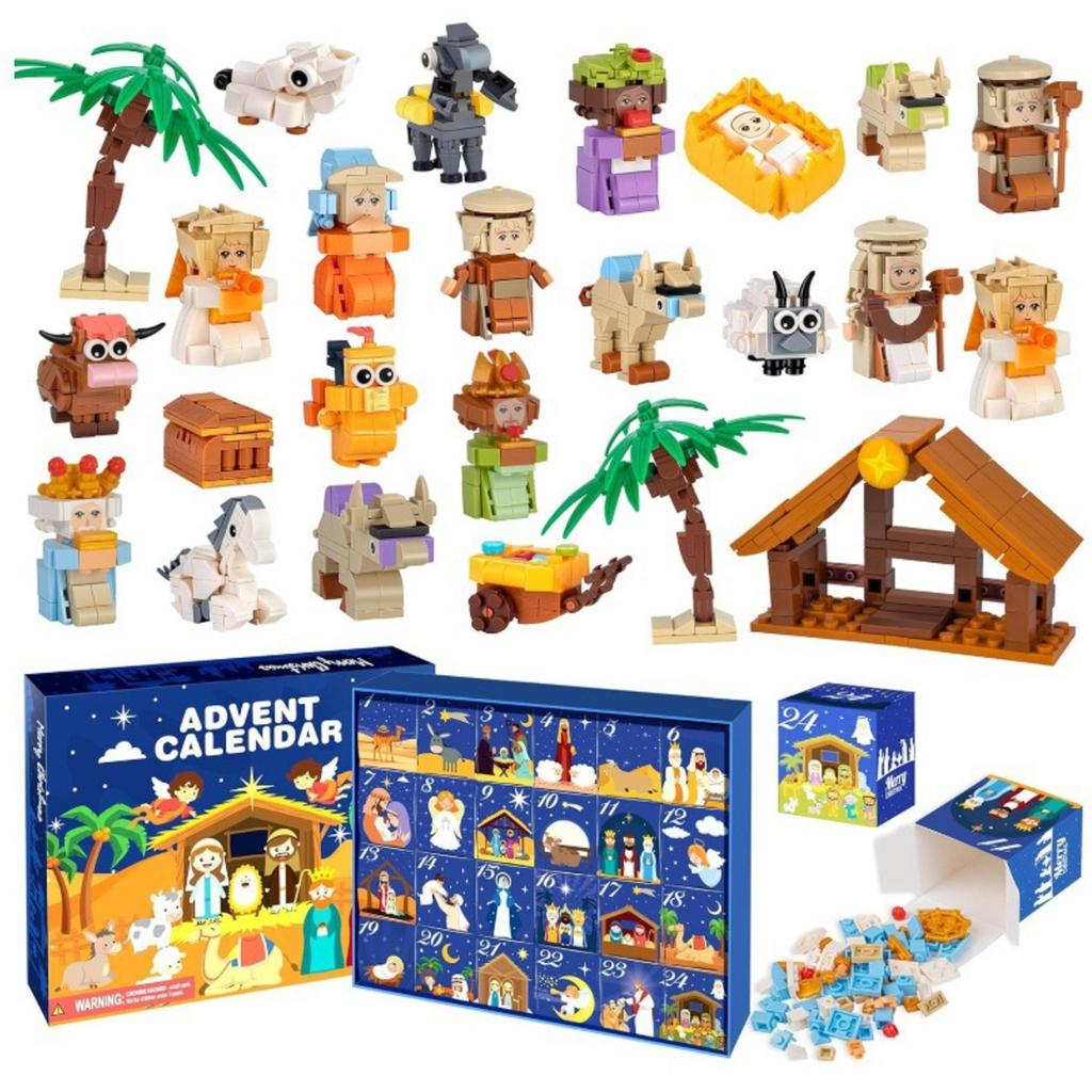 24pcs Christmas 3d Countdown Calendar Assembling Building Block Toy Set Gift 24 Building Block Accessories