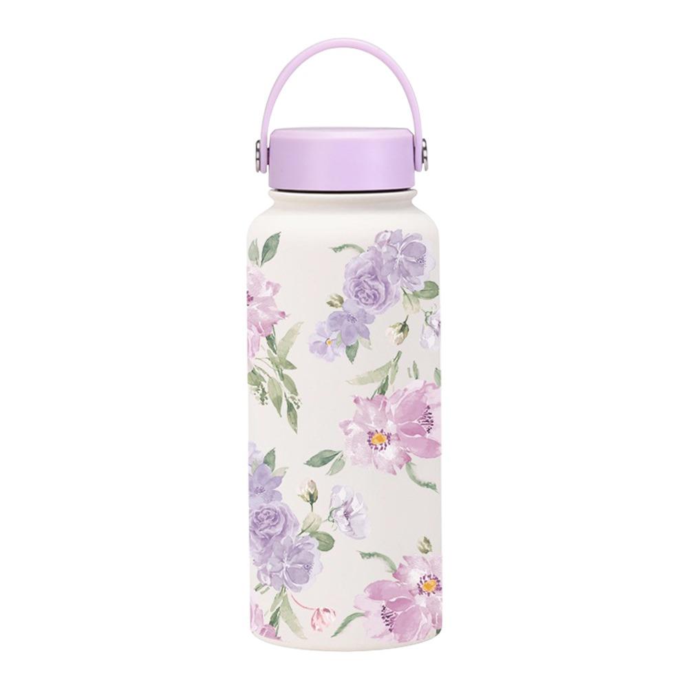 1000ML Vacuum Bottle Printed Design Portable Vacuum Sports Bottle Vacuum Insulated Printed Bow And Flowers Aquaflask Tumbler