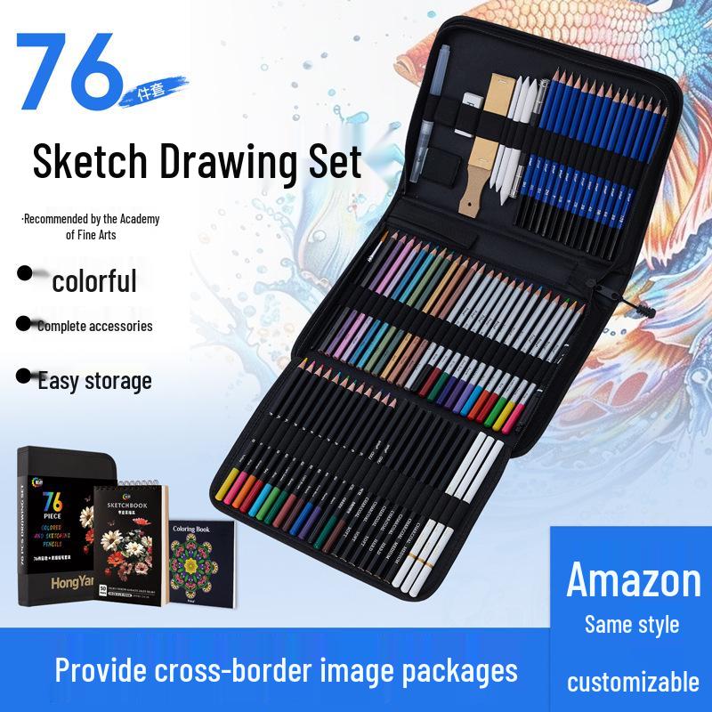 

Набор для рисования и скетчинга из 76 предметов с водорастворимыми масляными цветными карандашами и сумкой для хранения