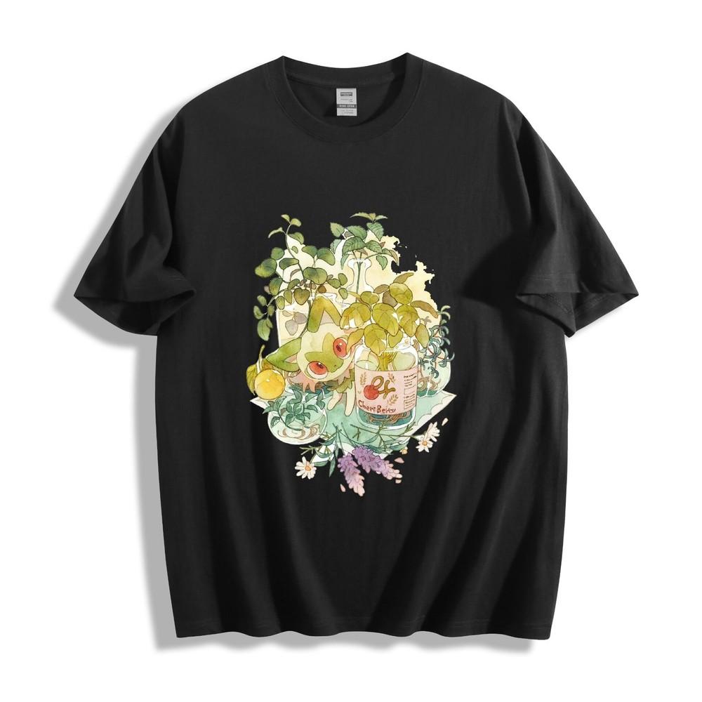 Pokémon Bulbasaur Botanical T-Shirt - Watercolor Plant and Jar Design Unisex Tee