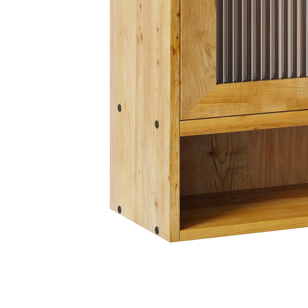 90CM Retro 2 Door Sliding Cabinet Three Layers of Storage Space,Suitable for Bathrooms,Kitchens,Dining Rooms,Natural