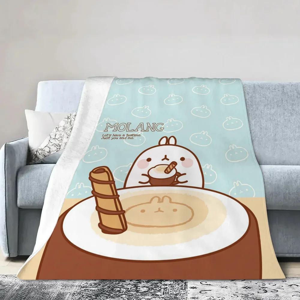 Pătură Aruncare Anime Molang Pătură Aruncare Drăguță pentru Canapea Lenjerie de Pat de Lux Pături de Pat Decor Canapea Pufos Carouri Cobija Genunchi Moale