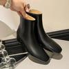 Leather Short Boots 2025 Autumn and Winter New Bare Boots Brown Thick Heel Rear Zipper Women's Leather Boots Foreign Trade Black Fashion Boots
