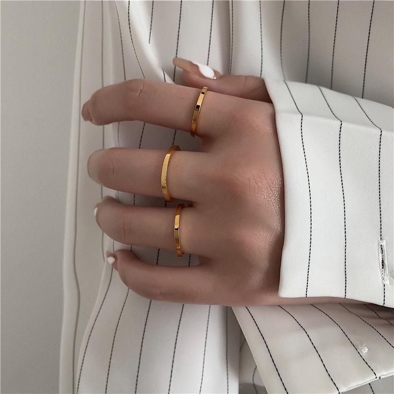 Korean Style Thin Gold Plated Couple Rings - Women's Knuckle & Index Finger Jewelry