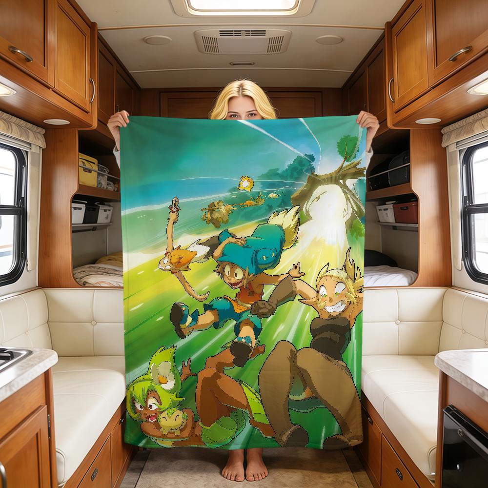 Game Cute Funny Art Cool W-Wakfu Blanket Warm Soft Plush Blanket Sofa Living Room Nap Home Bedroom Travel Gift Flannel Pet Hogar