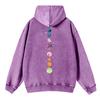 Trend Womens Acid Wash Hoodies Romantic Planets Prints Sweatshirts Oversize Pocket Cotton Street Female Streetwear