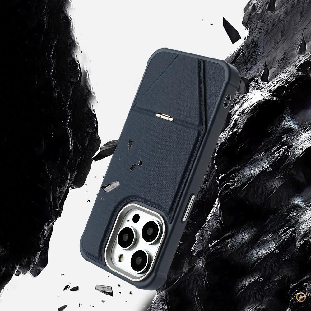 For iPhone 16 Pro Max Case Compatible with MagSafe Kickstand TPU + PU Leather Phone Cover