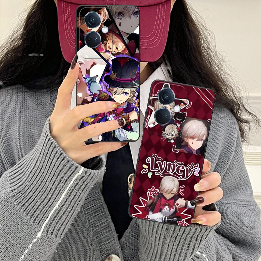 Game GI Lyney Matte TPU Mobile Phone Case for OPPO Reno 14 13 12 11 10 9 8 7 6 5 F T Pro 5G Colorful Printing Cover
