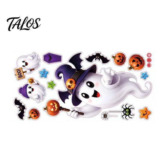 Reusable Holiday Window Film Halloween Witch Hat Ghost Clings, Spiders Bat Pumpkin Spooky Transparent Decorations Stickers for Home Party Store Glass
