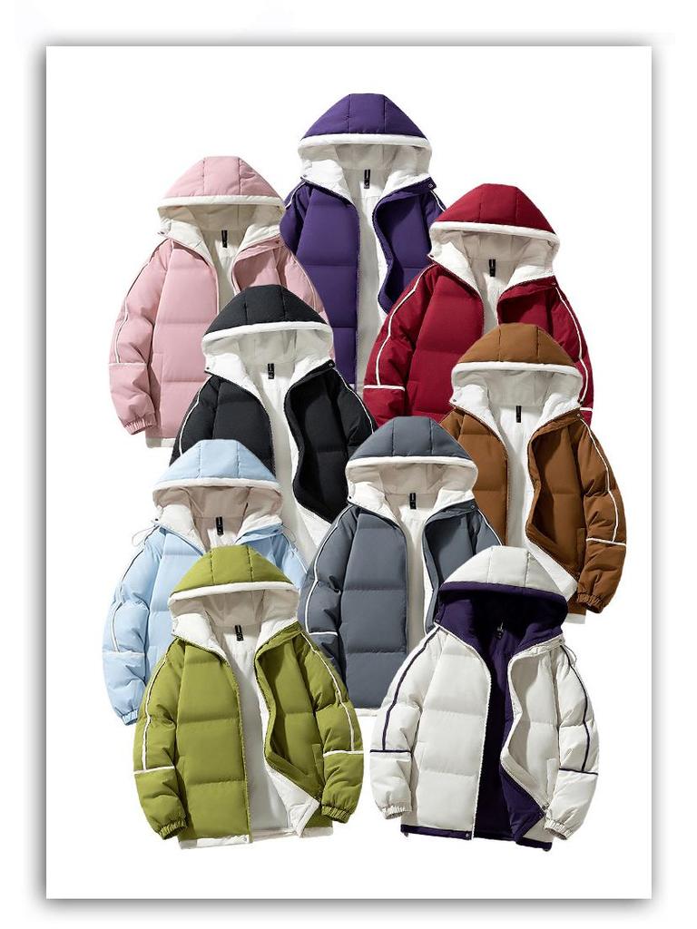 Men's Hooded Down Cotton Bread Jacket - Trendy Casual Coat for Students and Couples