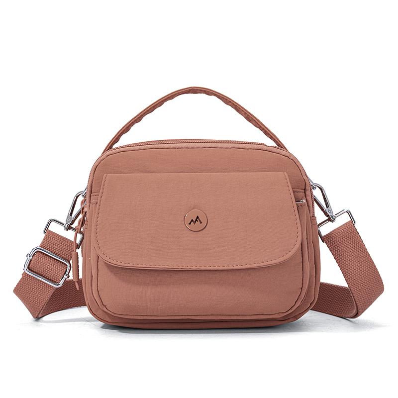 Borsa a tracolla da donna tinta unita a spalla in nylon leggera piccola quadrata