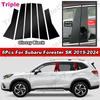 6Pcs Glossy Piano Black/Carbon Fiber Car Sticker Window Trim Cover B C Pillar Post PC Material For Subaru Forester SK -2024