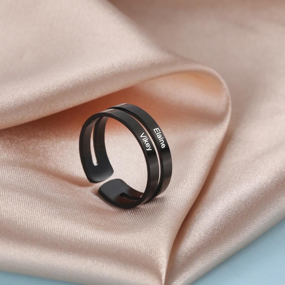 Personalized Finger Ring For Woman Men Family Engrave Name Custom Couple Lover Gift Metal Stainless Steel Gold Color Jewelry