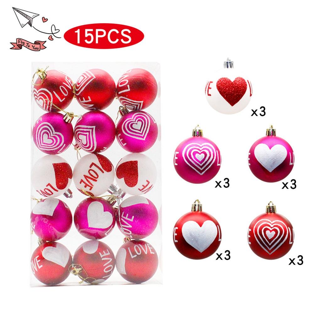 24 Teil/schachtel Weihnachtskugel-Ornamente Herzform Weihnachtsbaum Hängender Anhänger Weihnachtsdekorationen für Zuhause 2025 Navidad Natal