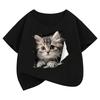 Cute Cat Graphic Kids Tshirts Summer Short Sleeve Tees Cartoon Animal Boys Girls Clothes Kawaii Kitten Tops Y2K Children T-shirt