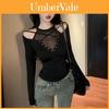 Tshirt For Women Slim Fit Mesh Splicing Long Sleeve With Embroidery For Spring 2025