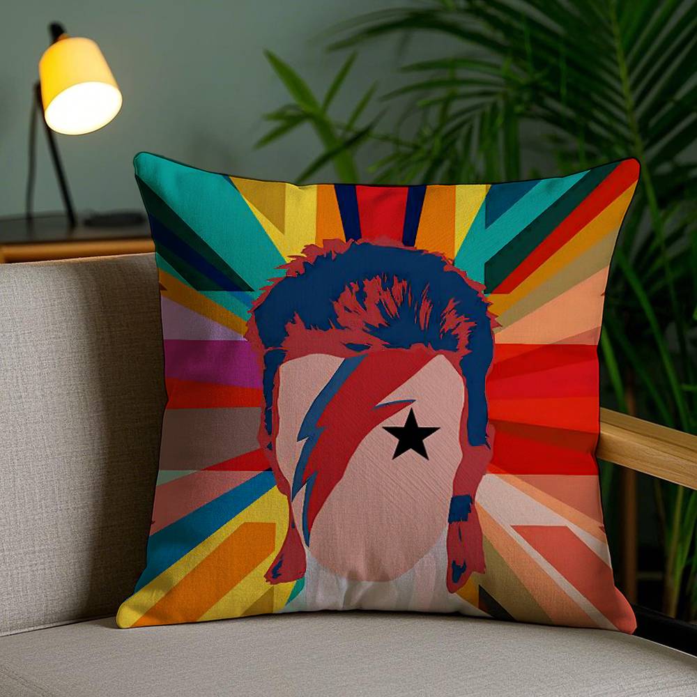 Housse de coussin David B-Bowie Maison Dortoir Dossier de Chaise Peluche Courte Impression Double Face Bureau Coussin de Sieste