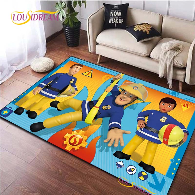 British Classic Animated Fireman Sam Carpet for Living Room Bedroom Area Rugs Kitchen Door Kids un-slip floor Mats birthday gift