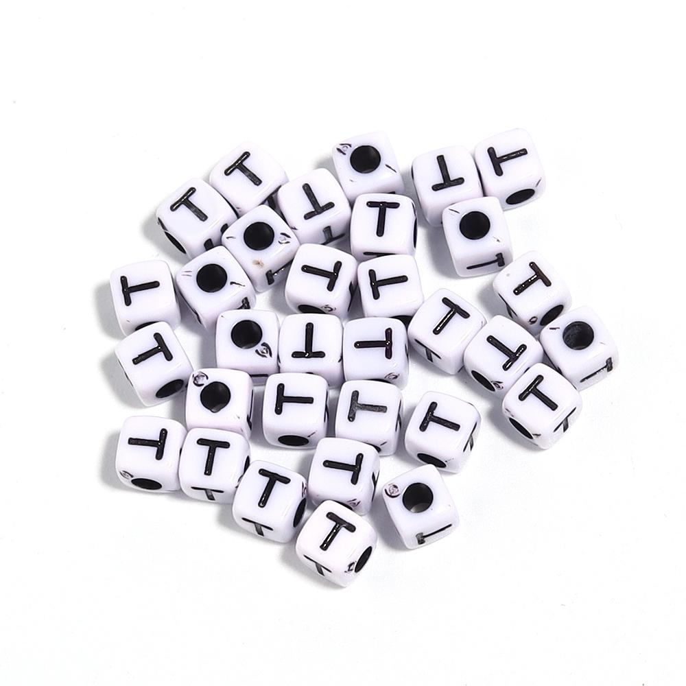50-100Pcs White Square Acrylic Letter Beads A- Z Cube Loose Spacer Beads Alphabet Beads DIY Bracelet Jewelry Making Accessories