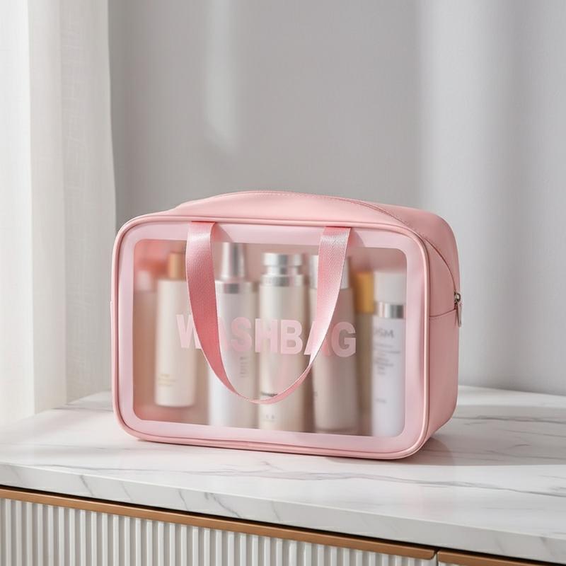 Dry-wet Separation Double Transparent PU Makeup Bag Portable Washing Bag Cosmetic Storage Bag Travel Fitness Swimming Essentials