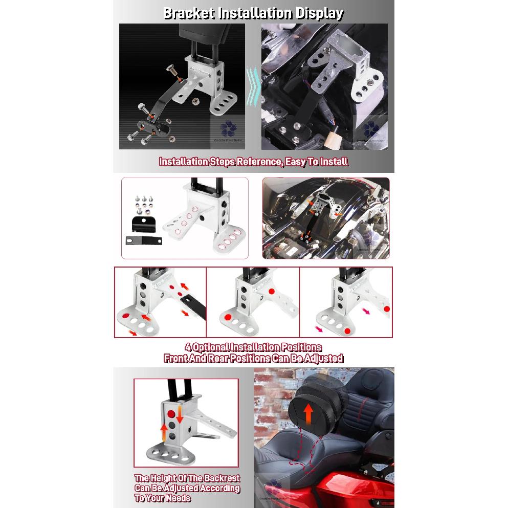 Motorcycles Front Driver Rider Seat Backrest Pad Adjustable For Harley Davidson Touring Road King Street Electra Glide 2009-2025