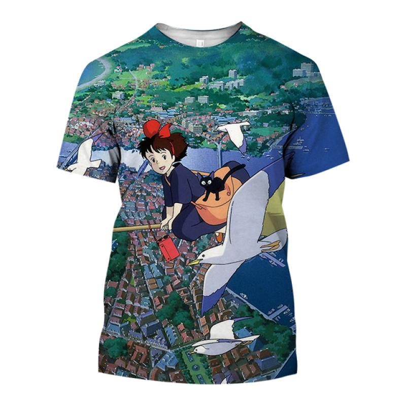 Mode dessin animé Anime T-shirt 3D imprimé Dragon chat motif femmes à manches courtes T-shirt décontracté col rond haut ample