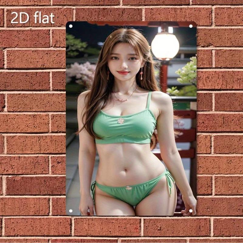 Металлическое Настенное Искусство Корейская Женщина Зеленый Постер Железный Знак Домашний Декор Подарок 20x30cm