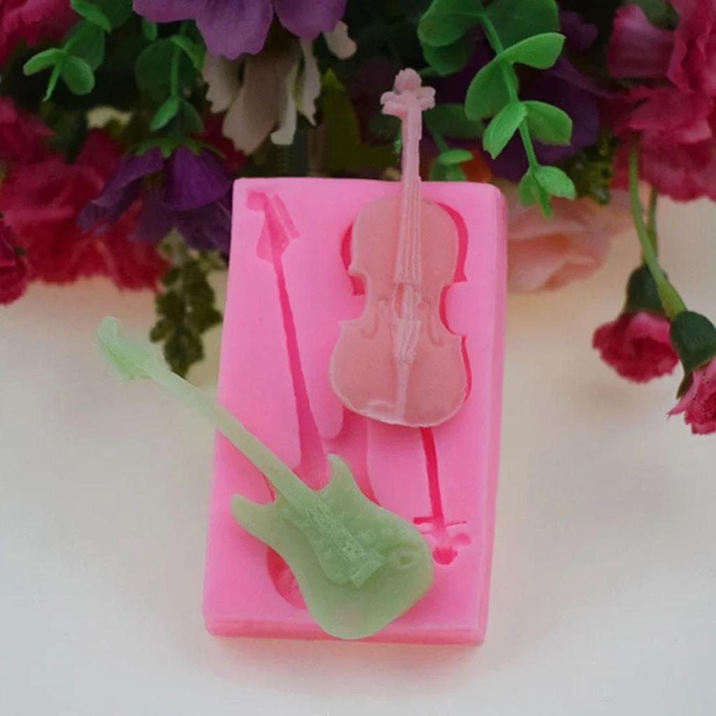 Guitar Silicone Mold for Cake Chocolate Fondant Decor DIY Bakery Accessories Silicone Mold Kitchen Accessories Easy Demolding