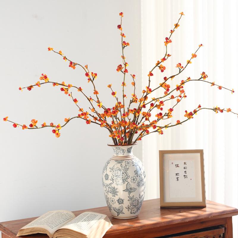 6pcs Artificial Flower Stems Bundle Wealth Fruit Faux Orange Branches Small Persimmon for Home Decor Vase Not Included