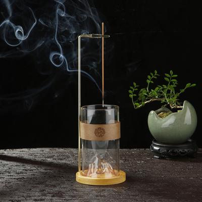 Glass Incense Holder for Sticks Upside Down Incense Sticks Holder Anti-Ash Flying Incense Burner with Snow Mountain Ash Catcher