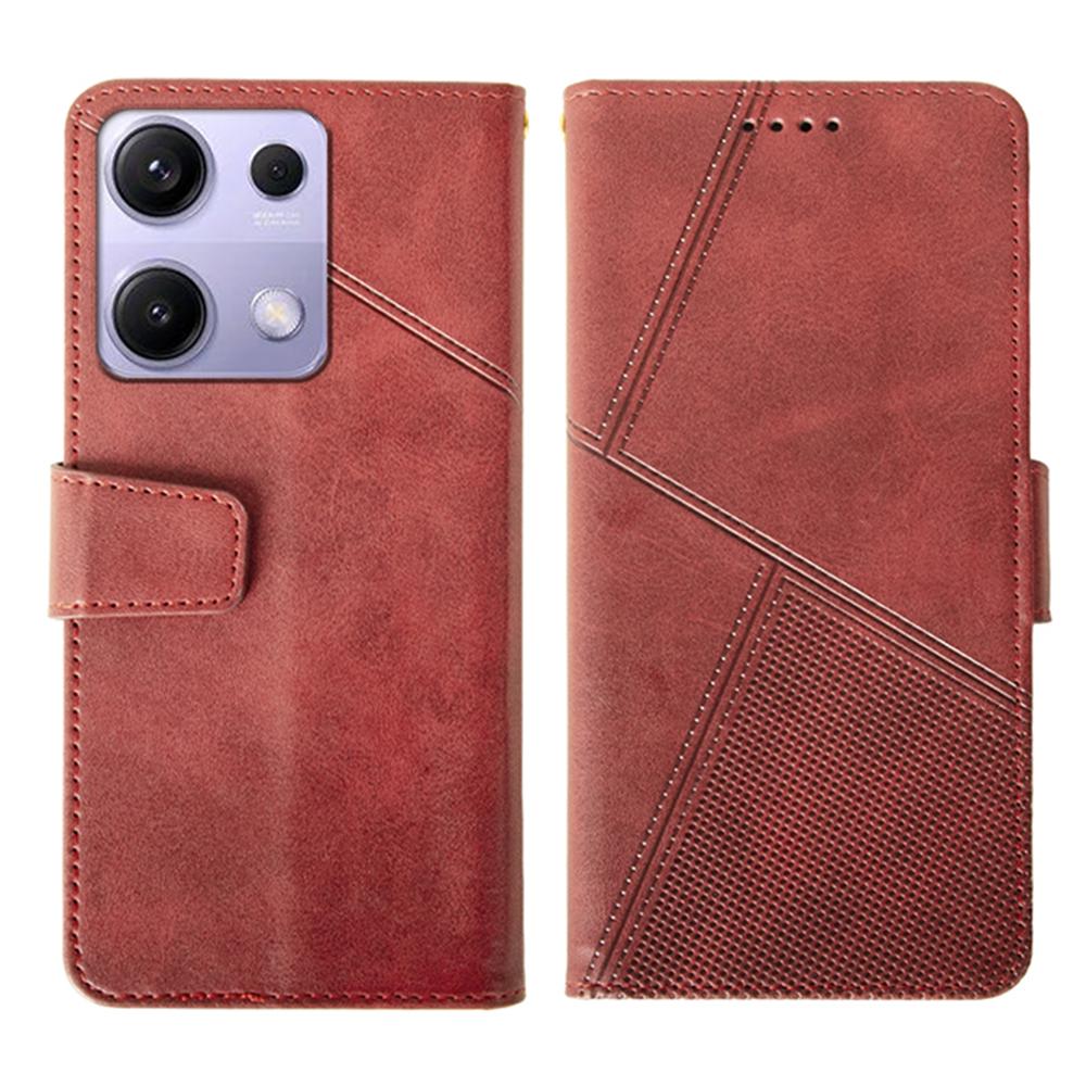 

IDEWEI For Xiaomi Redmi Note 14S 4G Case Leather Wallet Phone Cover Stand Calf Texture Red