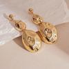 High-End European & American Metal Oval Earrings and Necklace Set - Simple Clavicle Chain for Women