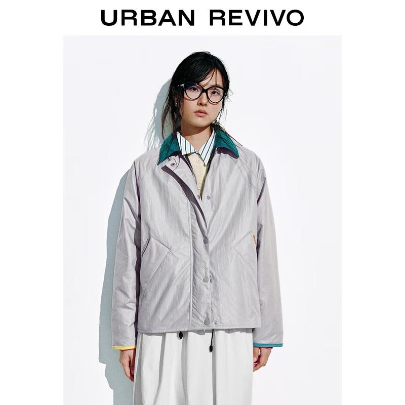 UR 2025 Autumn Women's Color-Block Letter Embroidery Padded Jacket