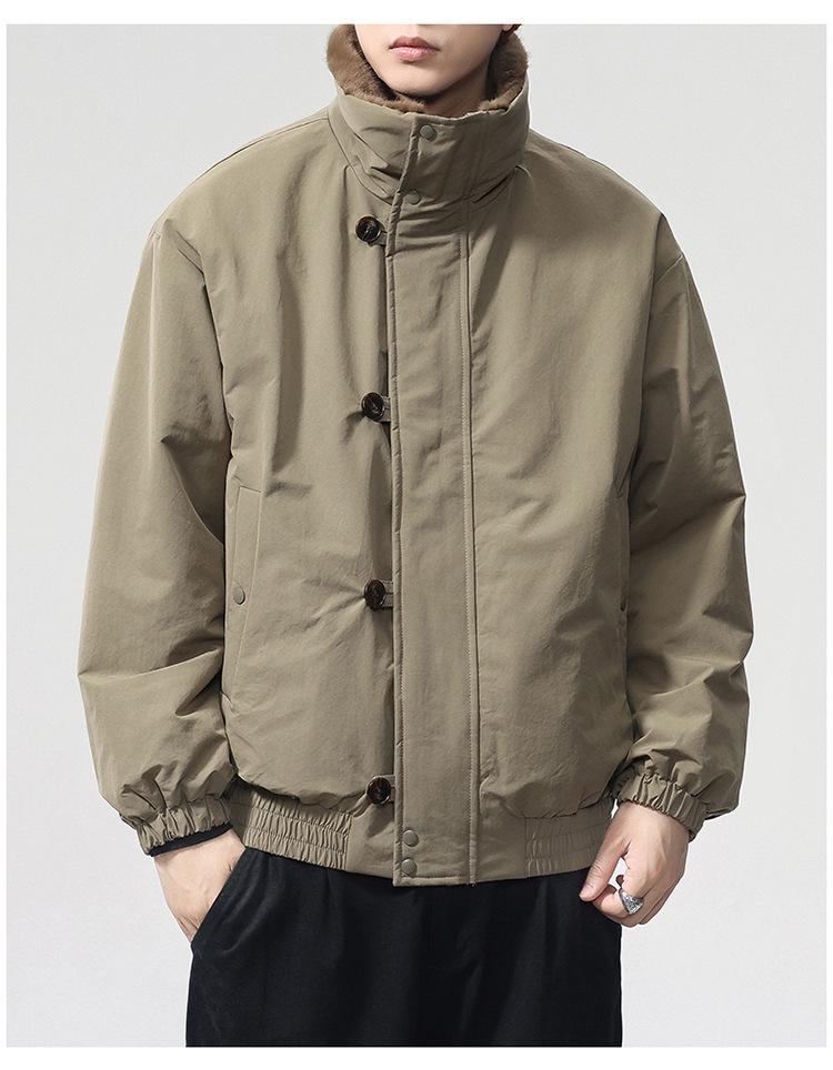 2025 Autumn/Winter Men's Double-Sided Hooded Cotton Jacket - Casual Fashion Workwear Outerwear