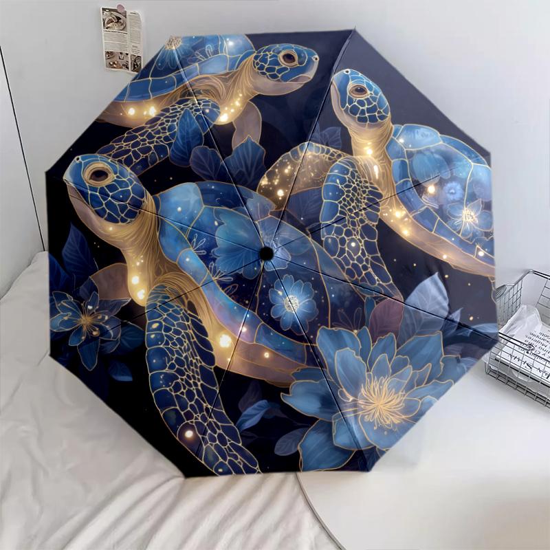 

Sea Turtle Theme pattern, automatic folding umbrella, portable and foldable design, 8 ribs, a Christmas or birthday gift.