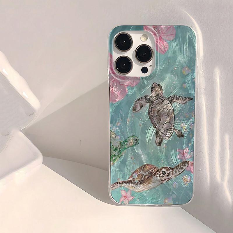 

Sea Turtle Beach Pattern Phone Case For iPhone 16 15 14 13 12 11 Pro Max XS X XR 7 8 Plus 16E Shockproof Laser Bumper Back Cover iPhone XR