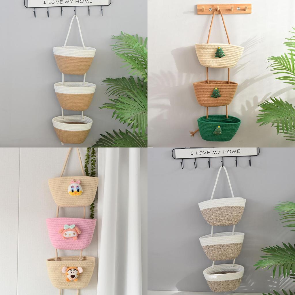 Multipurpose Foldable Cotton Hanging Basket For Bedroom Organizing