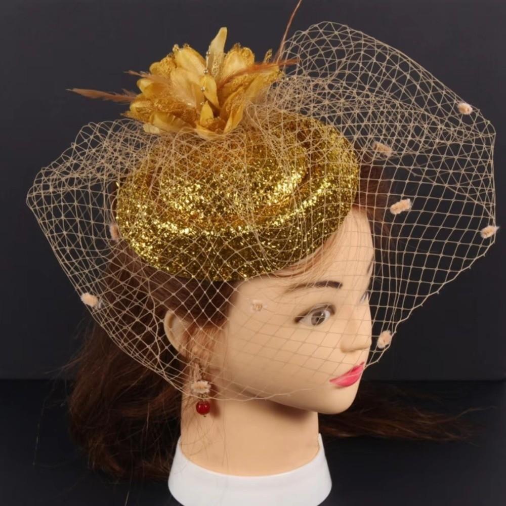 Wave Point Felt Fascinator Hat Solid Color Wedding Veil Hat Temperament Hair Clip Hat  Girl