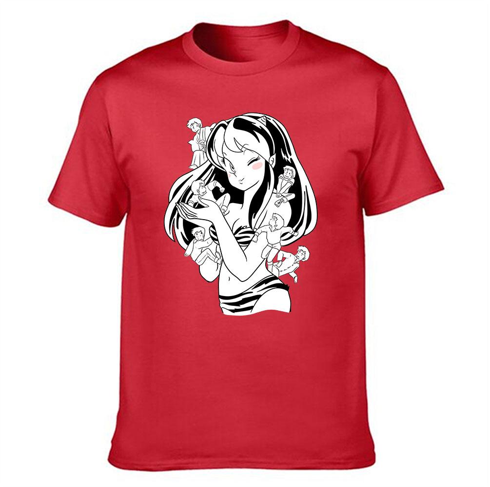 Unisexs Pure Cotton Tshirt Urusei Yatsura Lum Ataru Moroboshi Anime Print Casual Short Sleeve Tee