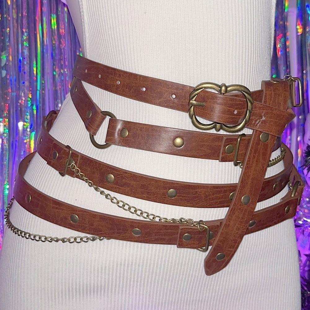 Metal Pin Buckle Viking Waist Belts Adjustable Chain Belt Dress Wear