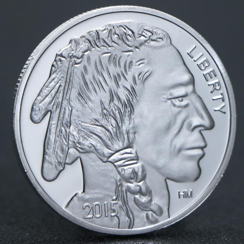 American Buffalo commemorative coin, Native American commemorative medal, American animal coin, silver plated, Christmas gift, Stocking stuffers серебряный