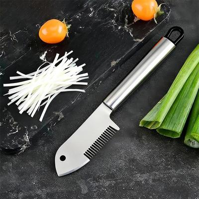 2 PCS Portable Scallion Shredder Knife Durable Stainless Steel Vegetable Cutter for Outdoor BBQ Food Prep Use