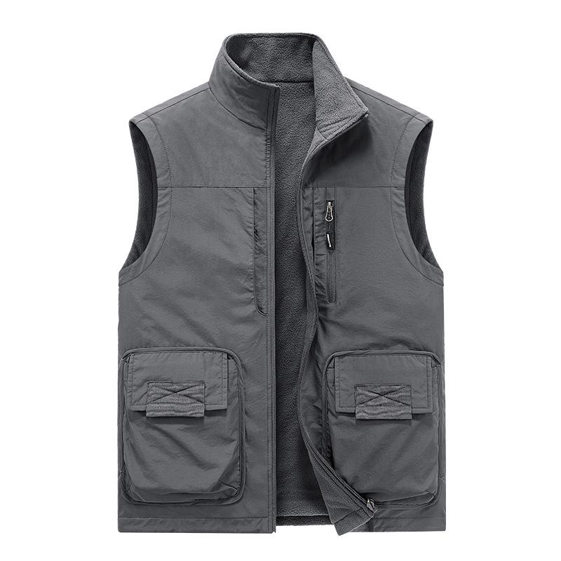 Men's Double-Sided Polar Fleece Vest - Windproof, Warm, and Plush for Autumn/Winter Outdoor Activities