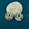 European and American Exaggerated Round Abalone Shell Inlaid with Large Earrings and Silver Needle Plate, Light Luxury and High-end Sense
