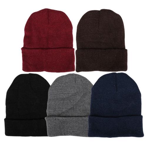 KAXIYA Solid Color Ribbed Beanie For Winter