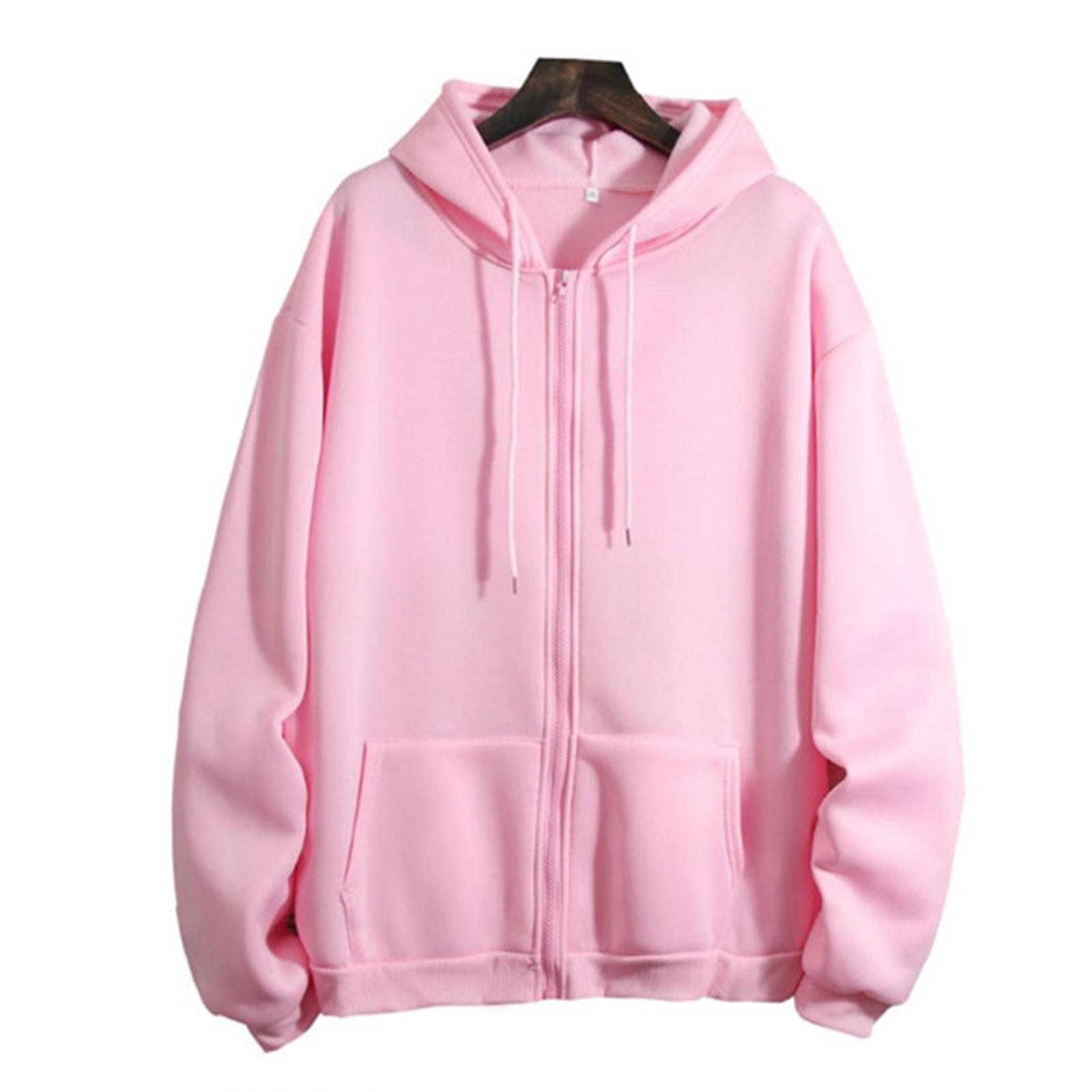 

Женская повседневная и модная однотонная теплая рубашка с длинными рукавами и капюшоном, свободная и удобная толстовка XXL розовый