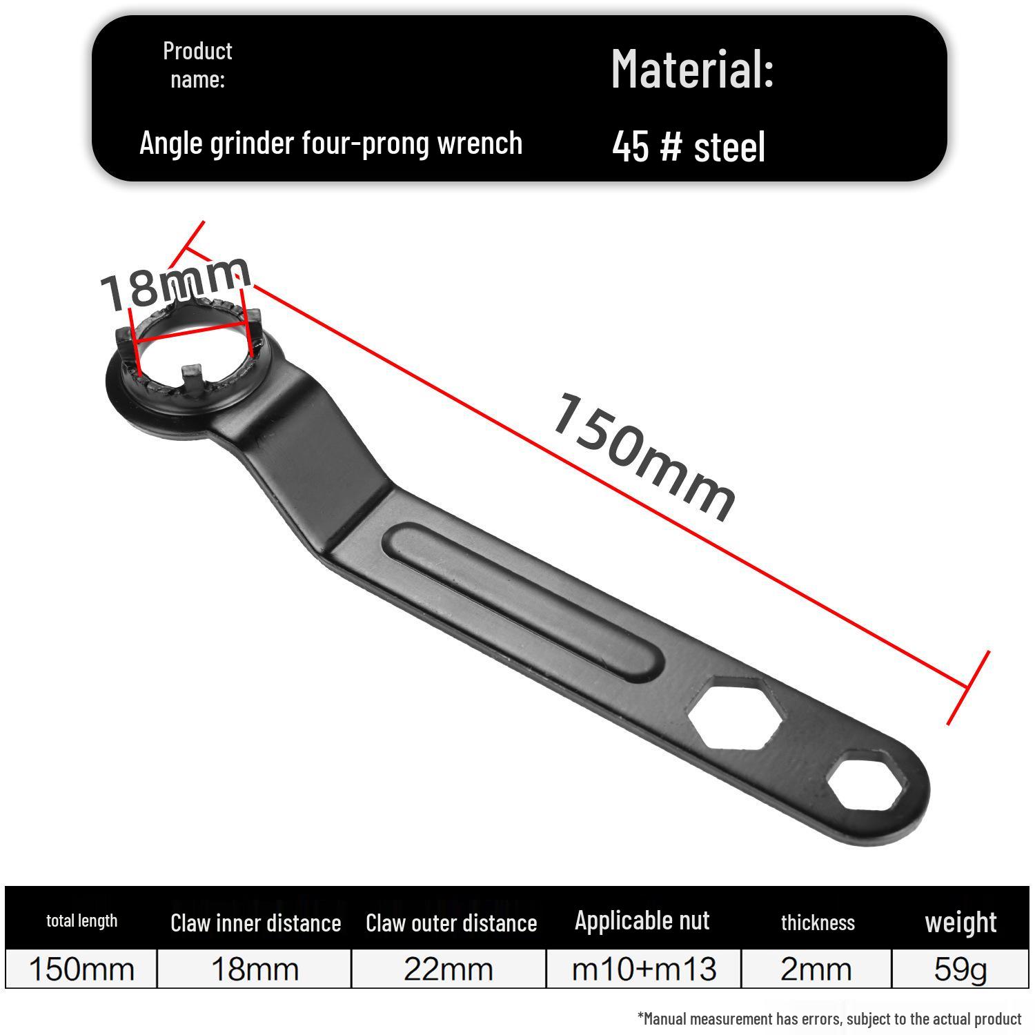 Black Four-Jaw Adjustable Wrench for Angle Grinder Polishing Machine