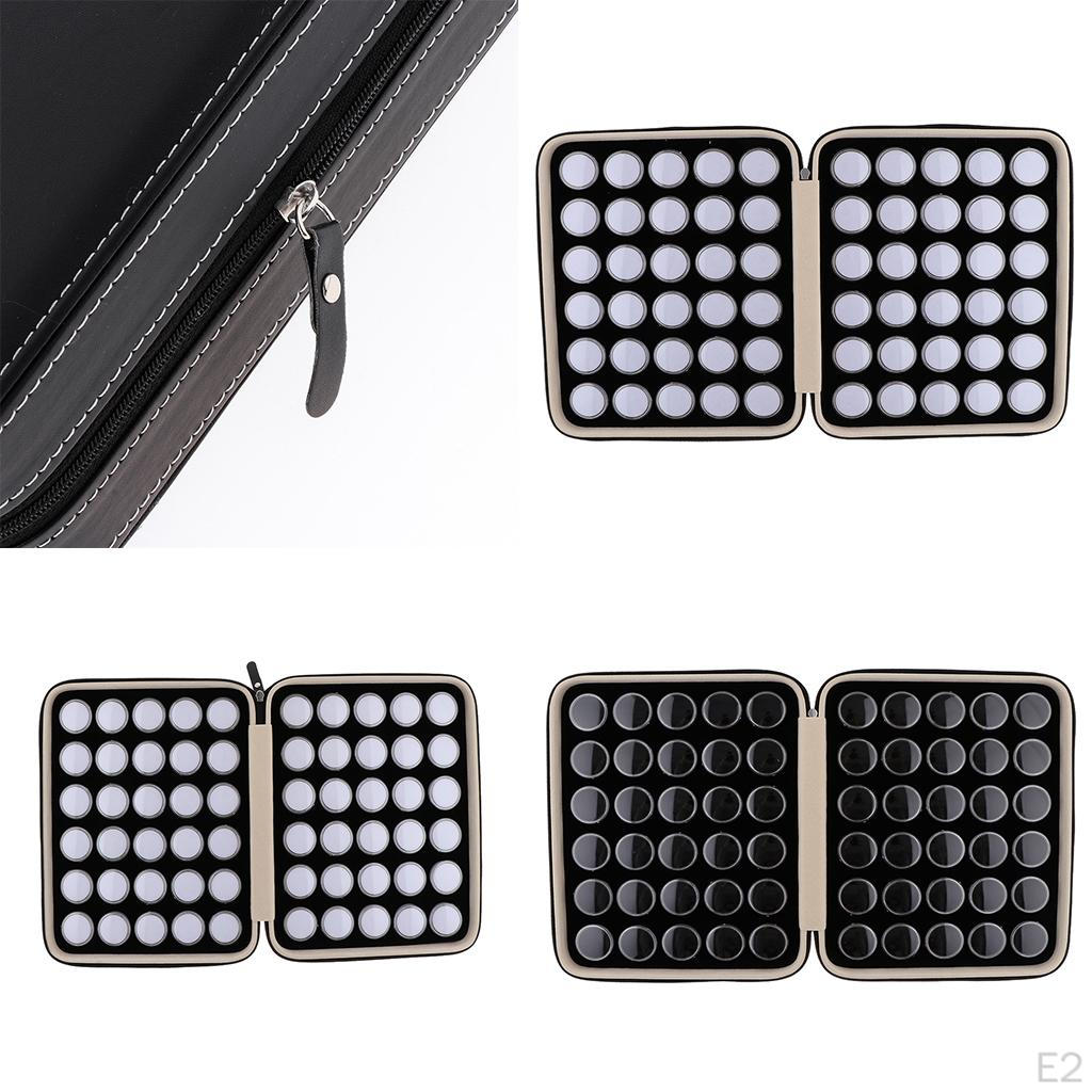 60 Grids Gemstone Loose Diamond Storage Mini Plastic Box with PU Leather Carrying Case
